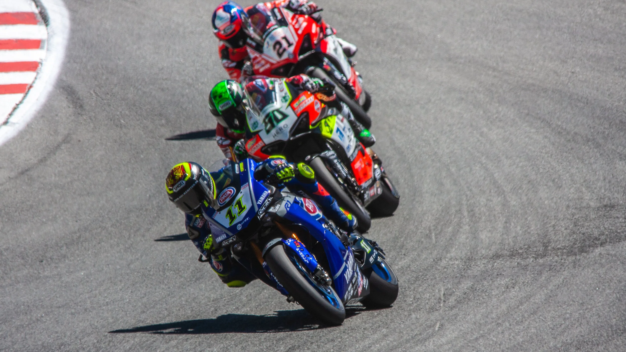 Sandro Cortez, Eugene Lavarty and Rinaldi battling at race 2 on Sunday at Laguna Seca