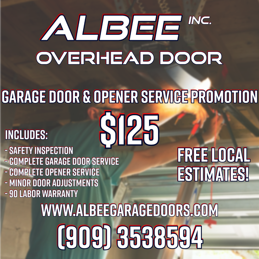 Professional garage door repair in Redlands & Yucaipa. Broken springs, opener repair & new door installation. Call Albee Overhead Door (909) 353-8594.