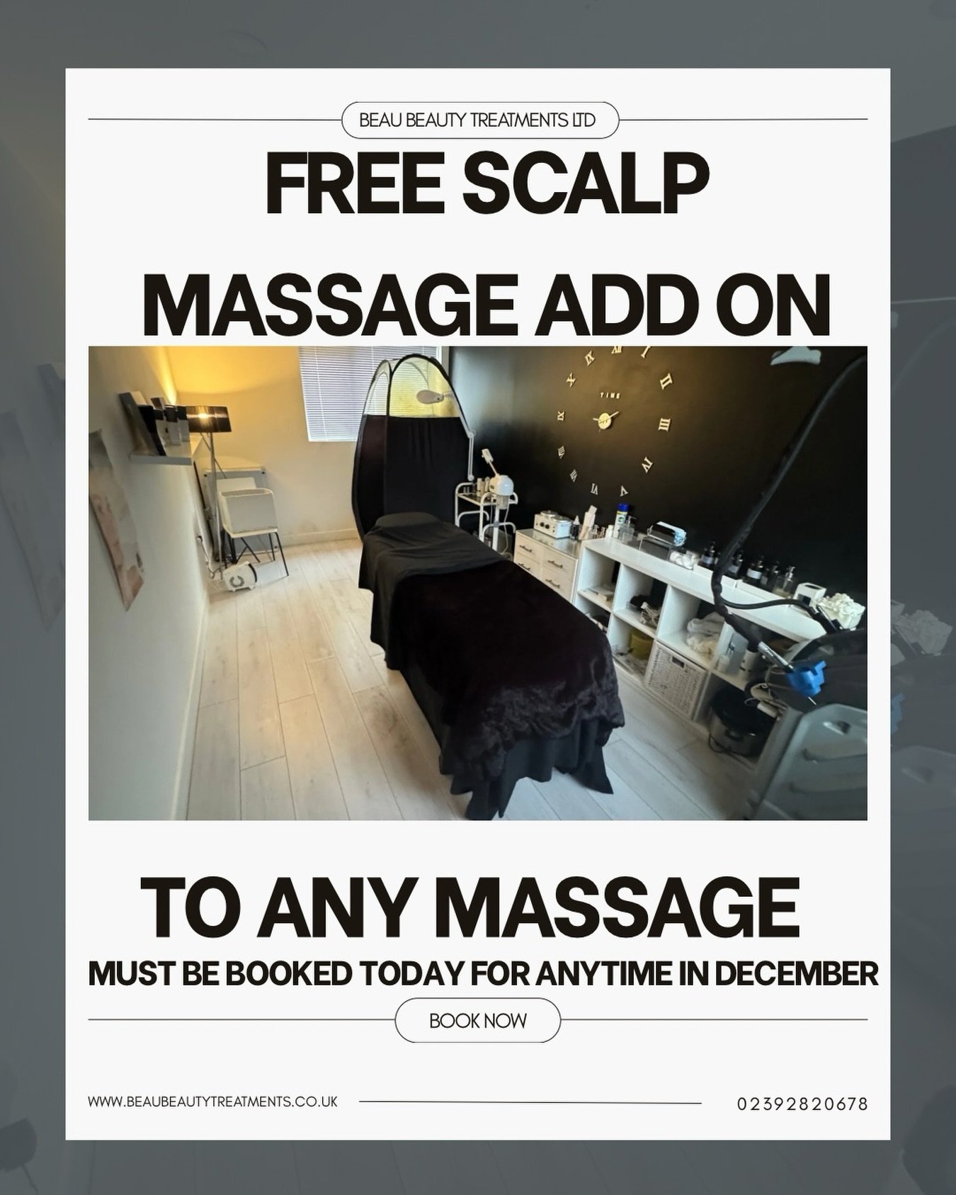 A little December treat from us&hellip;
Book any massage today (the 10th) and we&rsquo;ll add a complimentary scalp massage to your appointment in December.
The perfect way to unwind this winter. ❄️💆&zwj;♀️