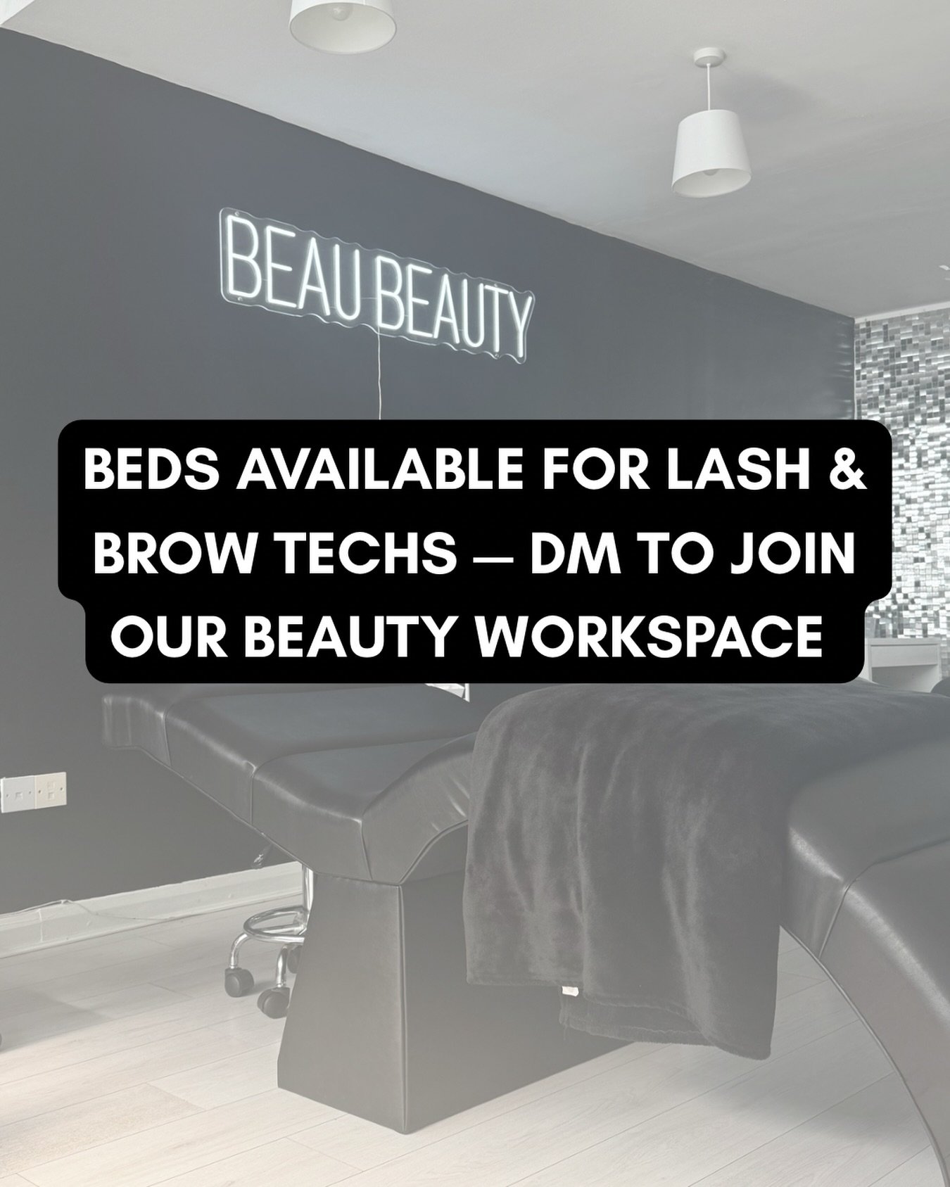 Ready to grow your beauty business? 🤍
We have stunning, fully equipped beds available to rent &mdash; perfect for lash techs, brow techs, and beauty pros ready for a fresh start.

Join our warm, modern studio and build your dream clientele in a spac