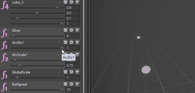 ArcDir - controls the direction of the throw. ArcScale - controls the horizontal and vertical magnitudes.