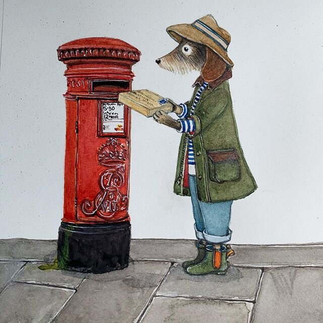 Max was so keen to get his little Paddington jacket posted to the gorgeous&rsquo; Strudel&rsquo; he doned his galoshes and walked down to the post box, just in case he missed the postman at the cottage. Why is it that someone always pees on. Post box