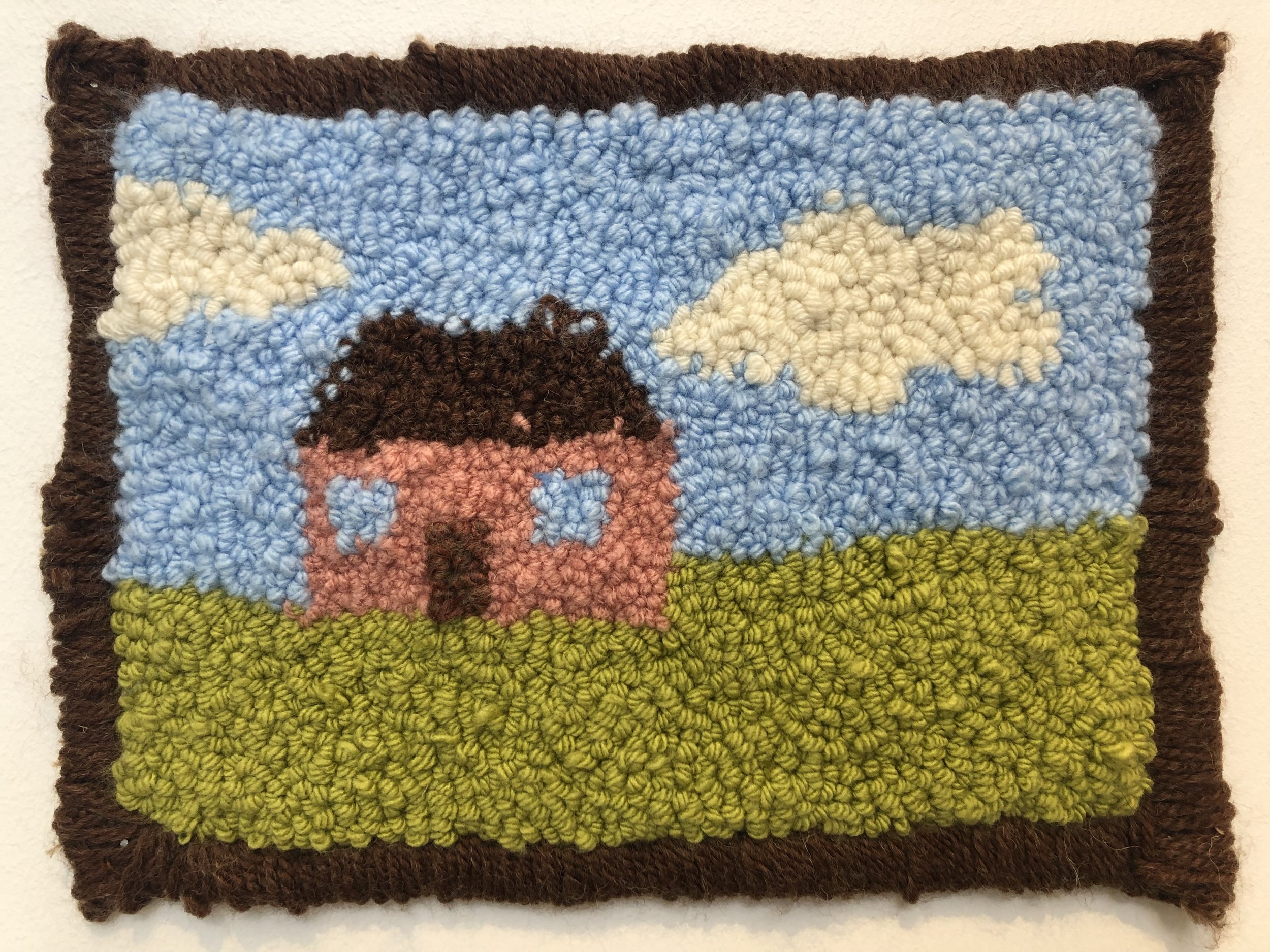 You were big and I was small (Pinky’s farm)  2019, 23x31cm, Wool on Hessian