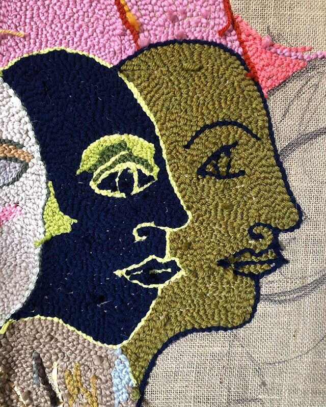 Progress! I hope everyone&rsquo;s staying safe and well x -
-
-

#rugpunching #rughooking #art #artist #studio #studioart #abstract #portrait #kitsch #kunst #wip #workinprogress #wool #textiles #textileart #fibreart #healing #yarn #contemporaryart  #