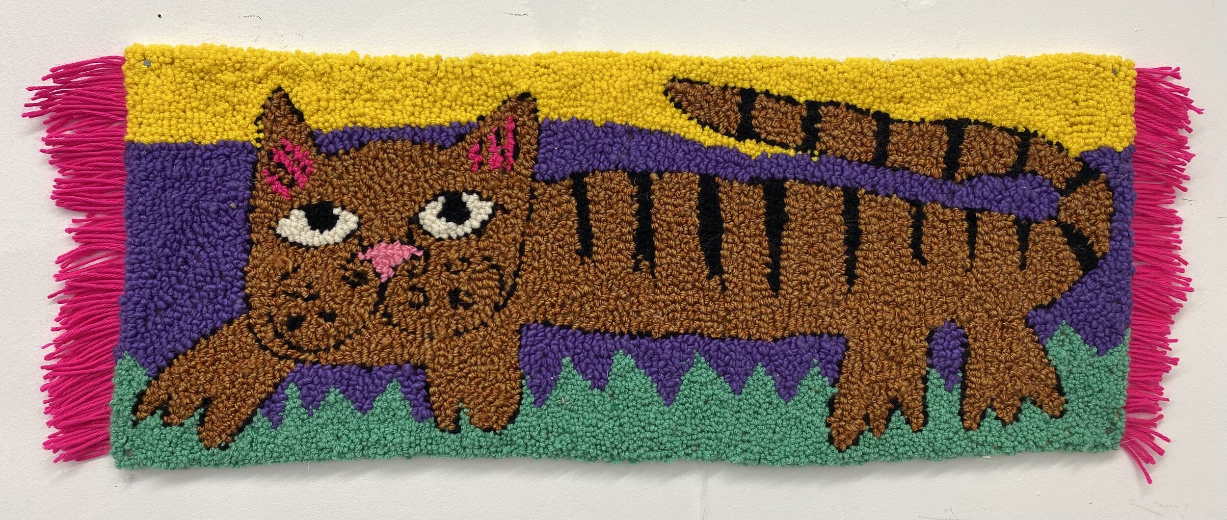 Fresh cut kitty grass, 2021, 84x29cm, wool on hessian