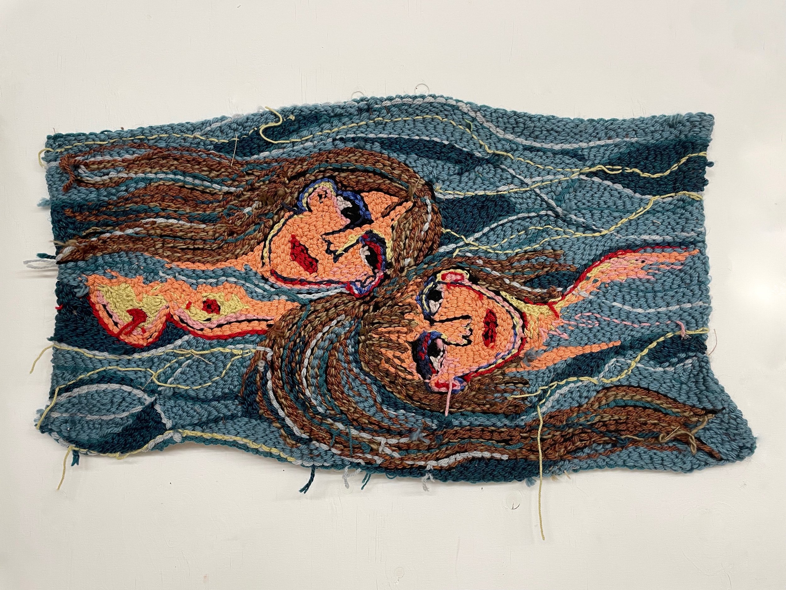 I'll help you from going under, 2022, 95x55cm, wool on hessian