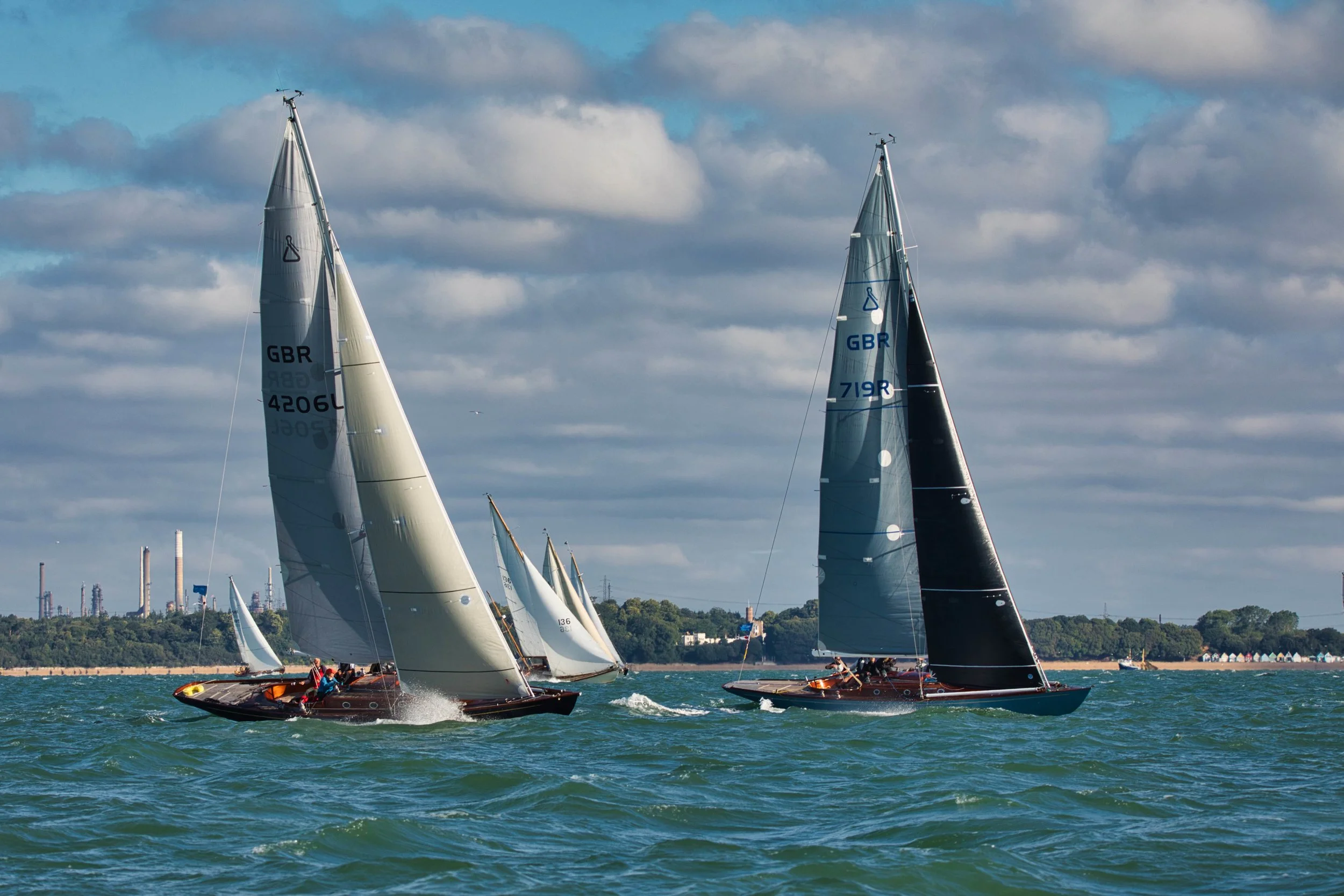 Spirit yachts on the upwind leg towards the forts