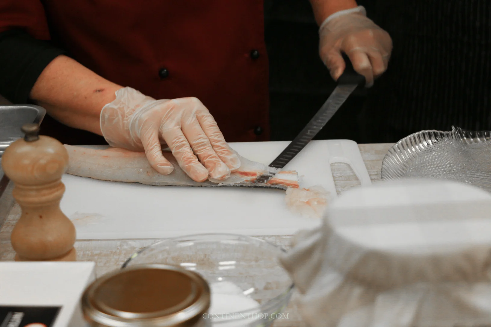 slivers being made from pikeperch for a typical finnish food dinner