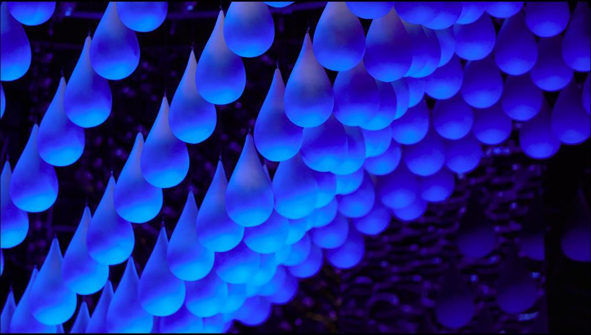 Custom printed circuit boards and software allow the elements, controlled individually, to animate through infinite sculptural forms, creating impressions of waves and underwater life around visitors.