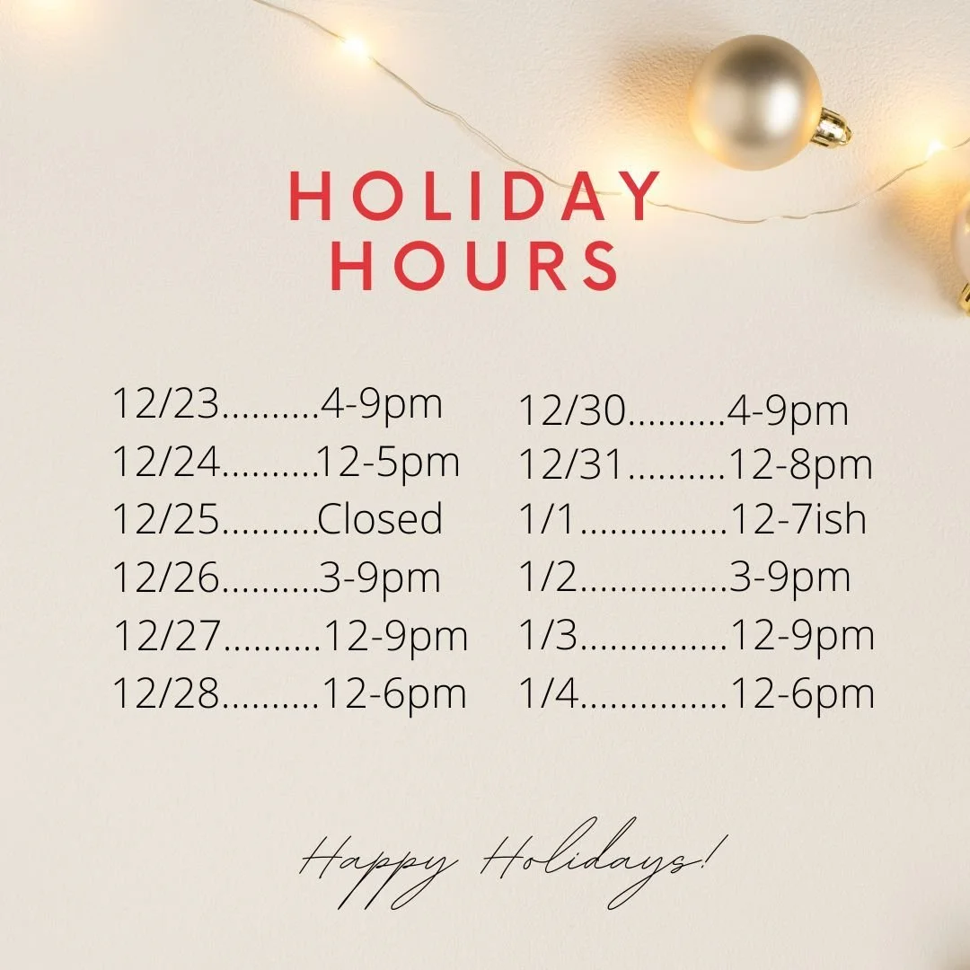 Updated hours for the holiday weeks ahead! 

Pizza Night with Cruet on Tuesday, 12/23.
Friday Night Trivia w/ Nat on 12/26.
Live music with the Alec Lewis Group 12/27.
Bingo Night +Pizza  on Tuesday, 12/30.
A Very WHBC NYE on 12/31!
OPEN for drinks a