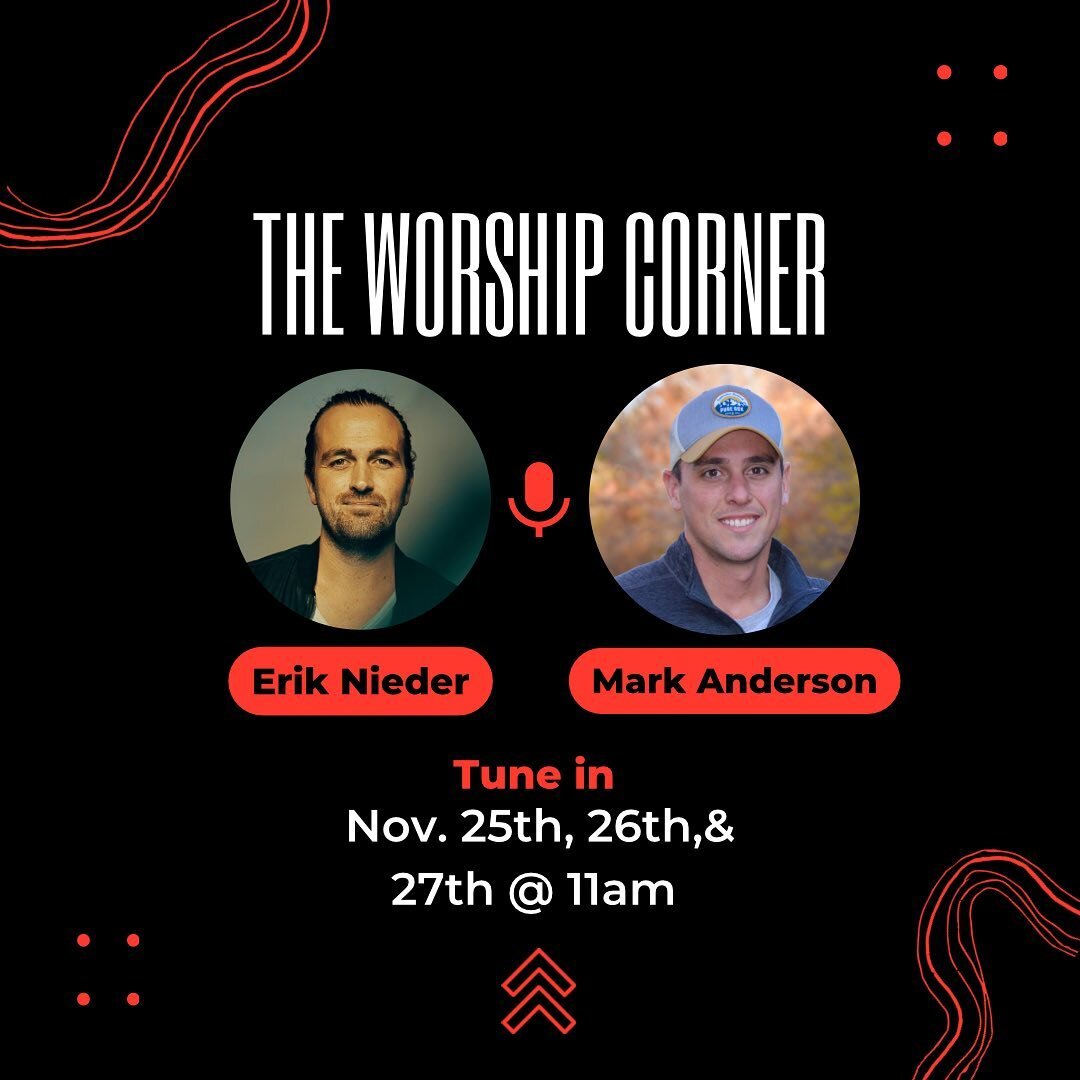 Good day radio fam! Hope you all had a great Thanksgiving celebration. We invite you to tune in today, tomorrow, or Sunday at 11:00AM for The Worship Corner, where we got to sit down for a great interview with Erik Nieder.