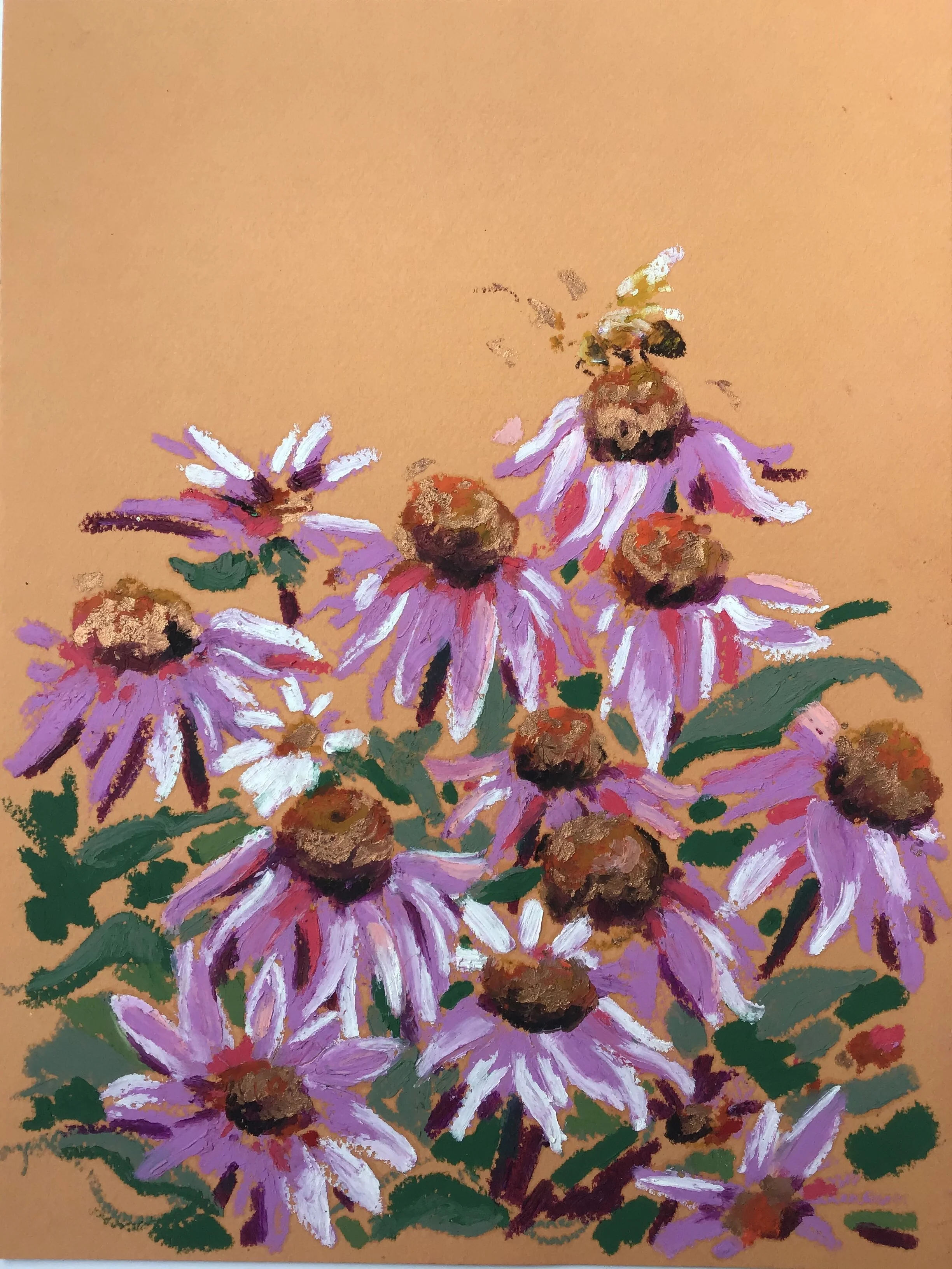 Coneflowers with Honeybee, from the Spring Gathering Collection