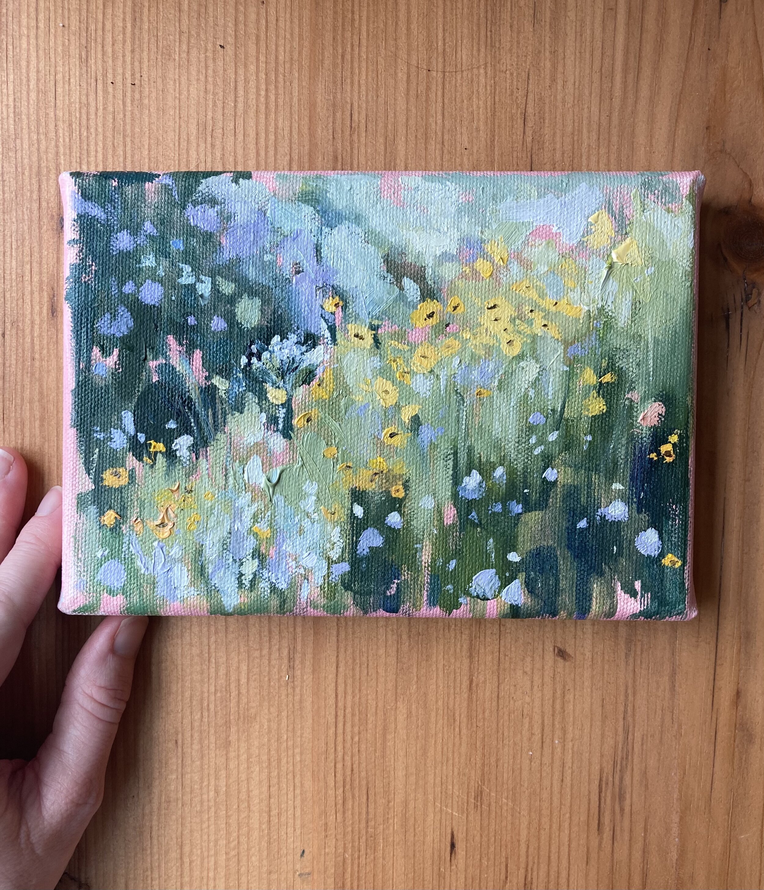 Floral Hillside, 5 x 7 inch Oil on Canvas