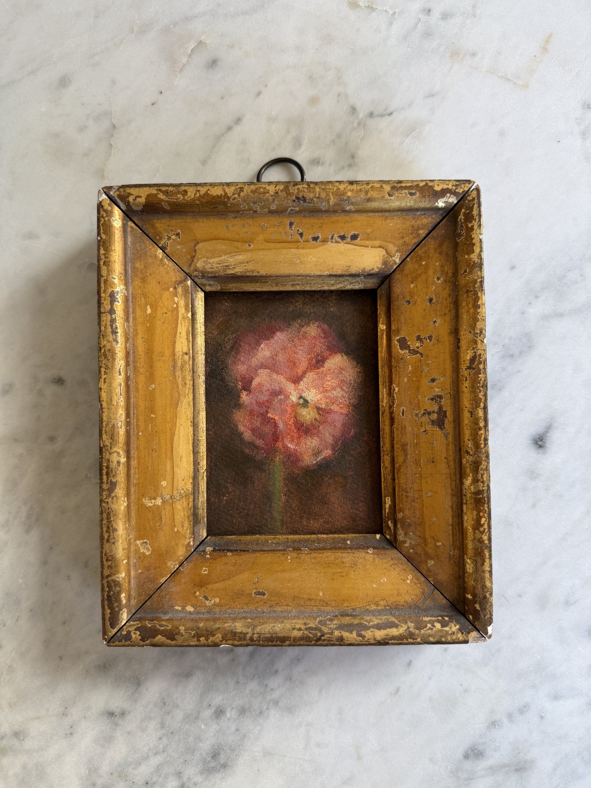 Pansy on Umber Original Painting in a Vintage Frame