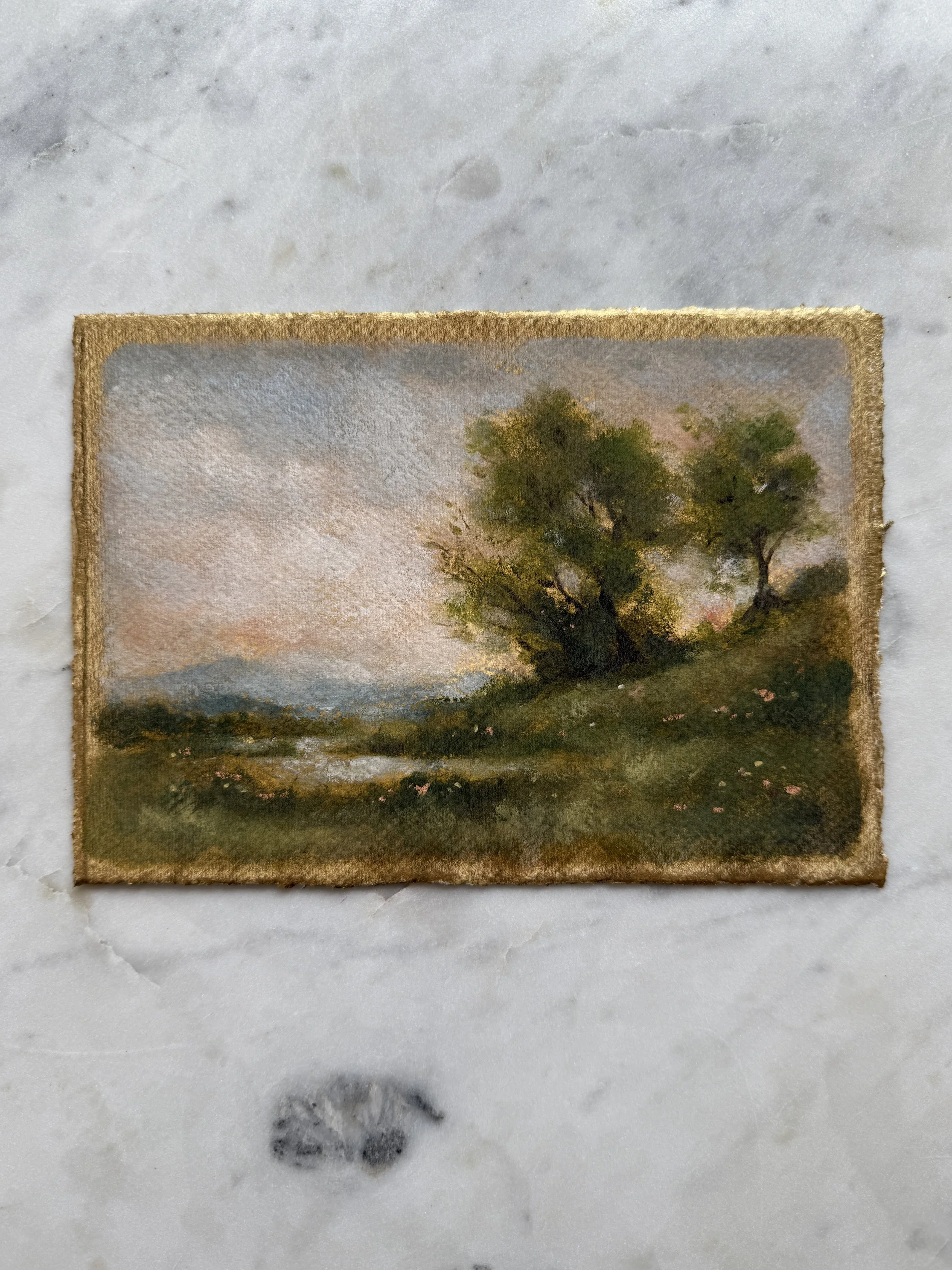 Planted by Streams - An Original Oil Painting on Paper 5 x 7