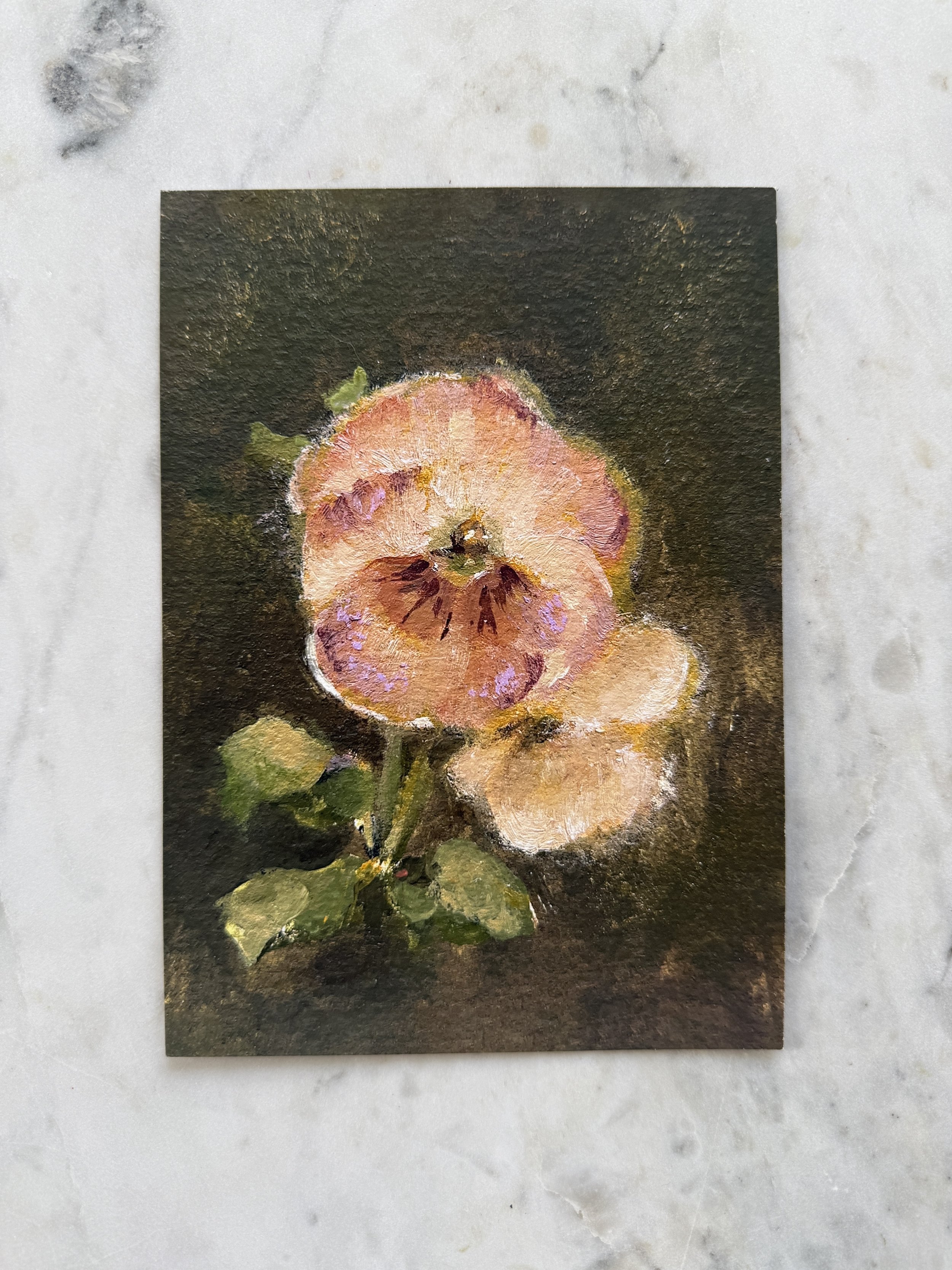 Antique Shades Pansies on Umber