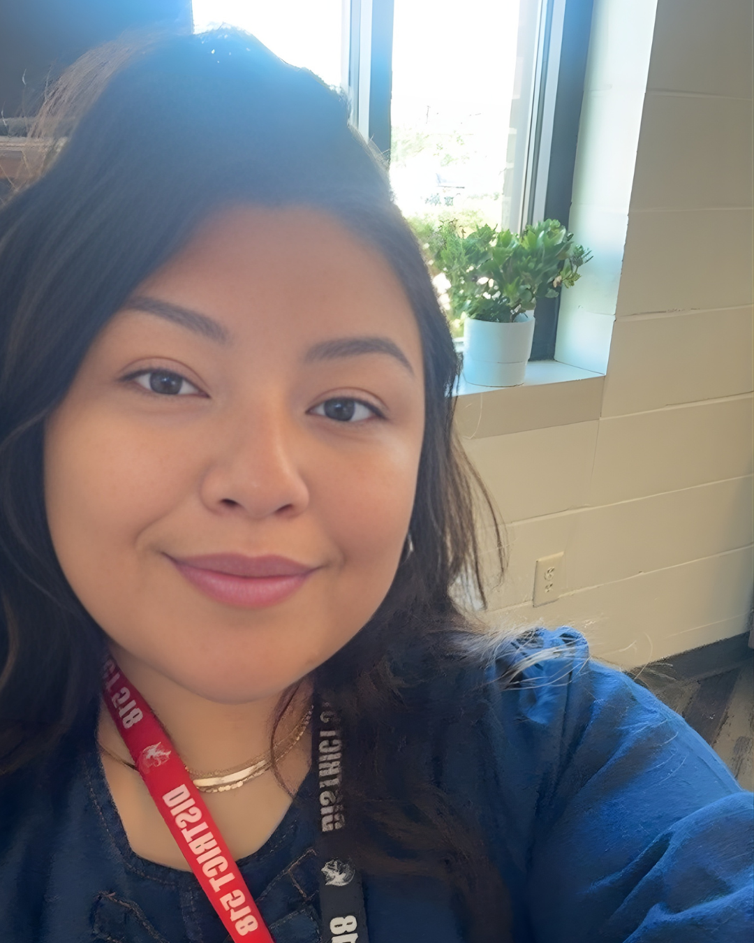 A selfie of Andrea starting the school year in the classroom.