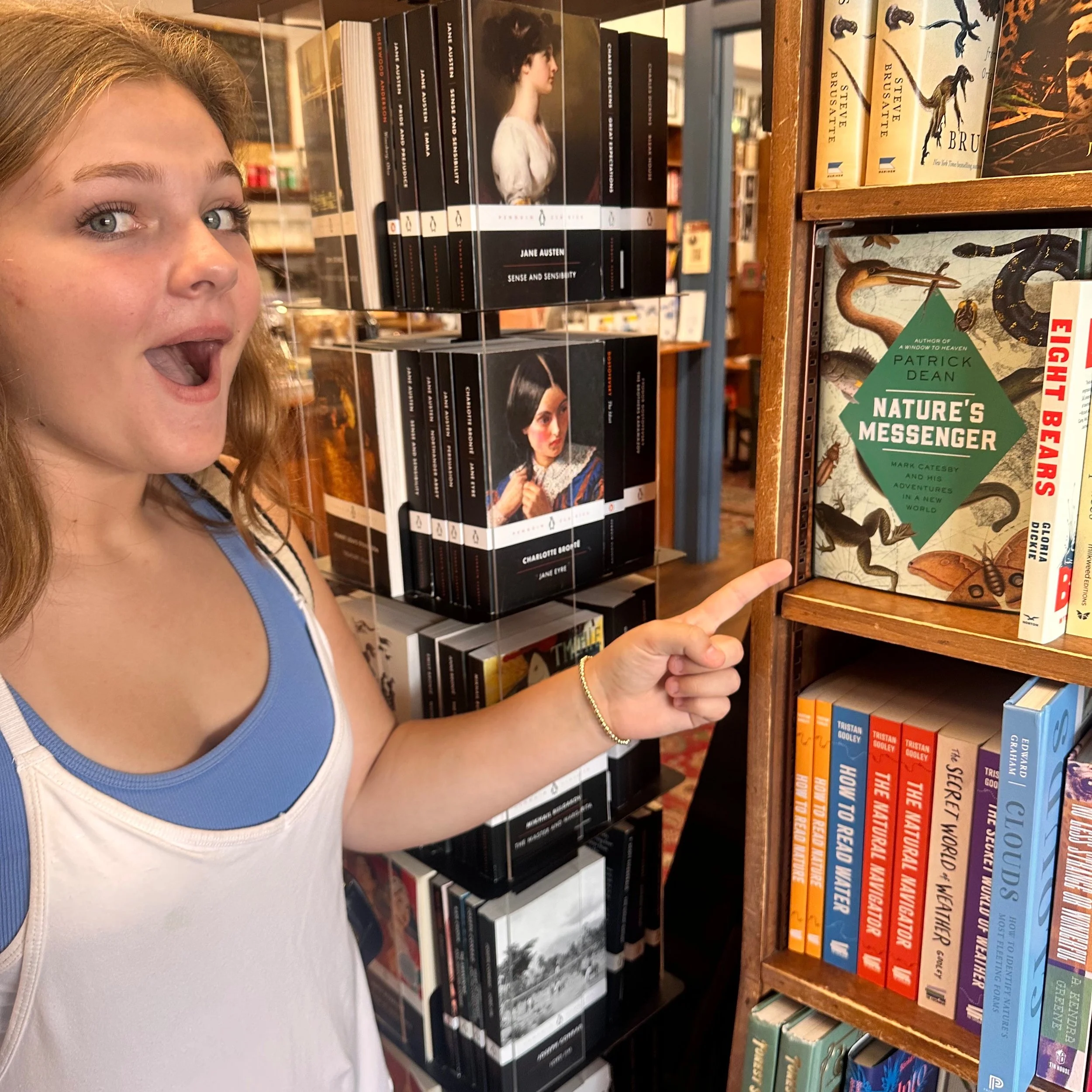GREAT-niece Ruby spotted #NaturesMessenger (face-out) @squarebooks! Thx for the shelf space in #OxfordMS y'all