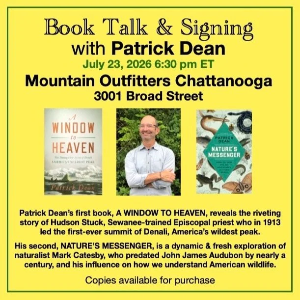 Hey #Chattanooga I'll be @themountainoutfitters talking about #AWindowtoHeaven and #NaturesMessenger next month! More details to come, hope to see you there!