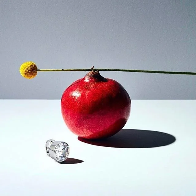 Still Life - Thank you @paul____c @lipphotography #jewelry #contemporary #stilllife #stilllifephotograghy #diamonds #fruit #whitegold #pomegranate