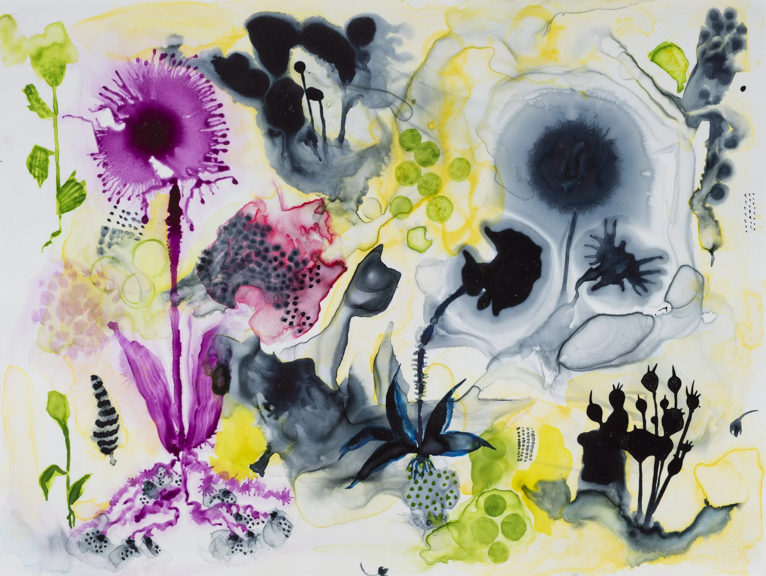 Jody Guralnick, Untitled, 2025, acrylic watercolor on Yupo, 12" x 9"