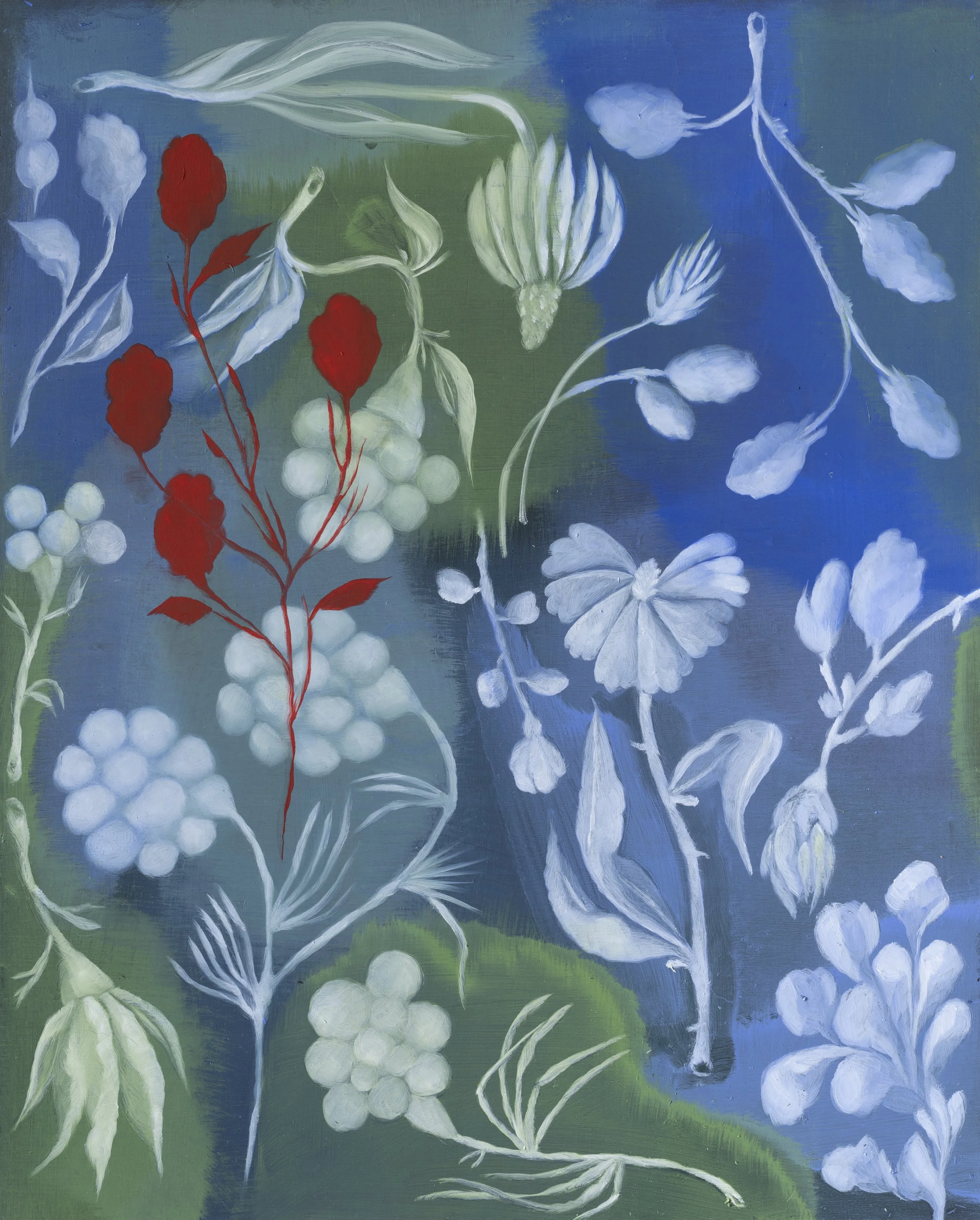 Red Bloom, 2026, oil on wood panel, 20 x 16 inches