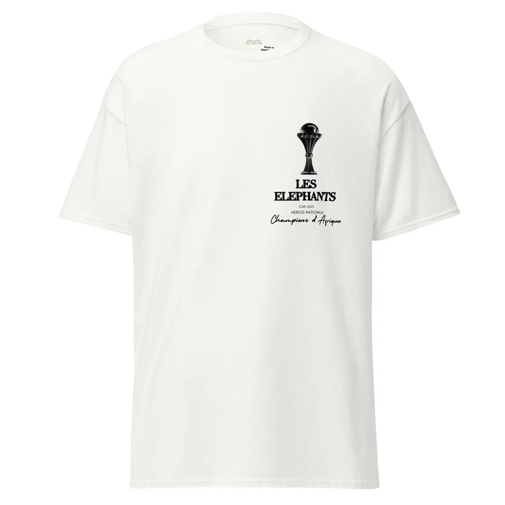 T-shirt Grande Taille 54 La Ligue Des Rondes - Motif éléphant Géant Gris/or Sur Blanc - Viscose, Neuf Avec étiquettes