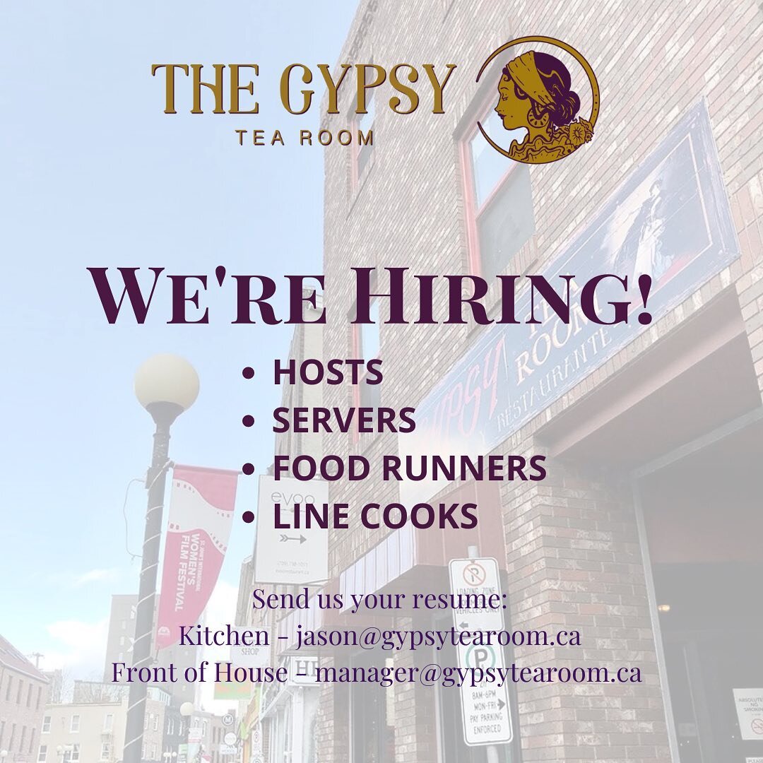 ☀️Join the team this summer at The Gypsy Tea Room! ☀️We&rsquo;re hiring for both Front of House and Kitchen staff. Apply today by sending us your resume or visit our website to contact us 💃🏻#nowhiring #gyspytearoom