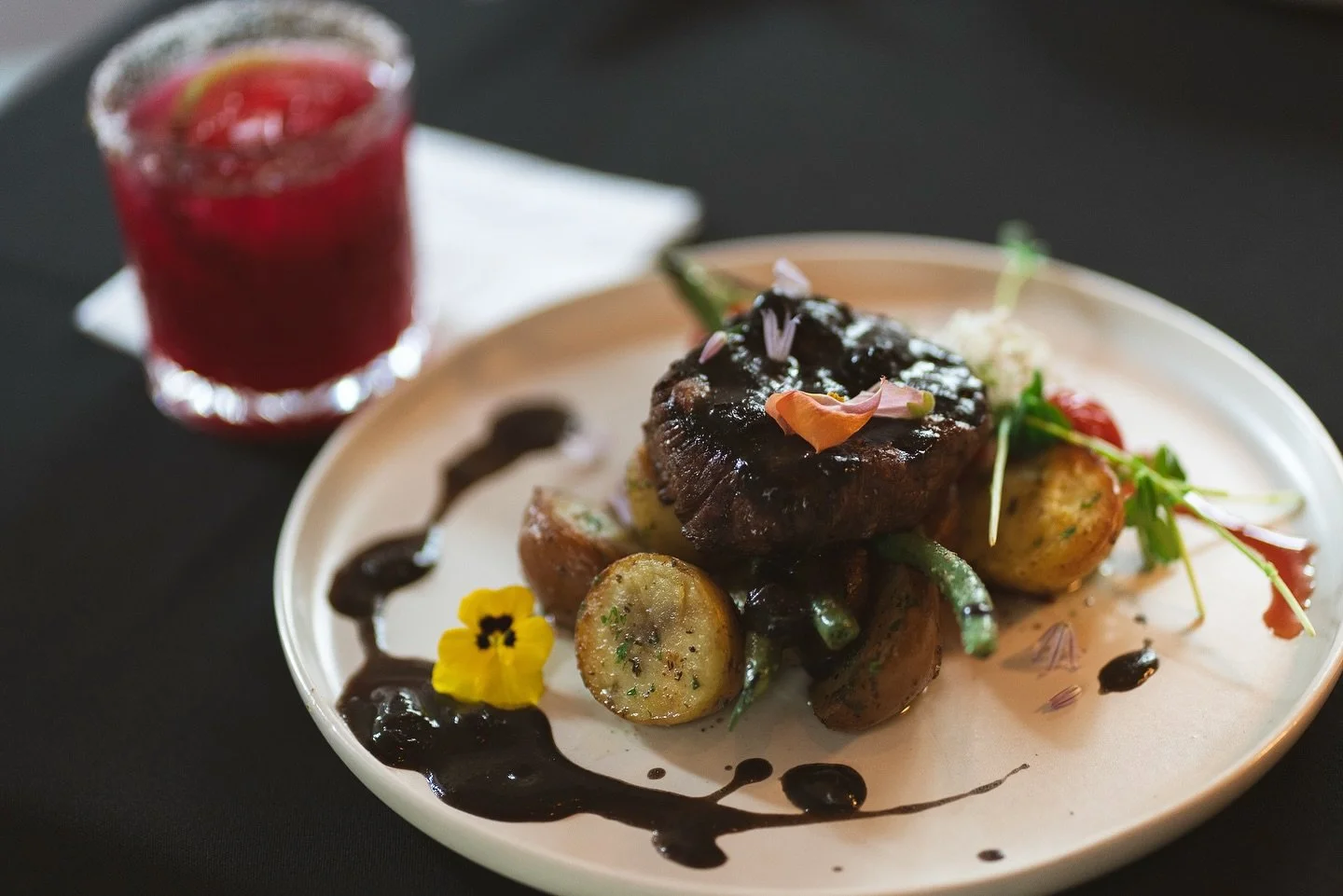 Elegance, plated. 🥩✨
Our 6oz Beef Tenderloin is grilled to perfection and topped with a rich blueberry port wine reduction, served with herbed baby potatoes and seasonal vegetables.

Every bite is a celebration of flavour and finesse. 🍷🌿

📍 315 W