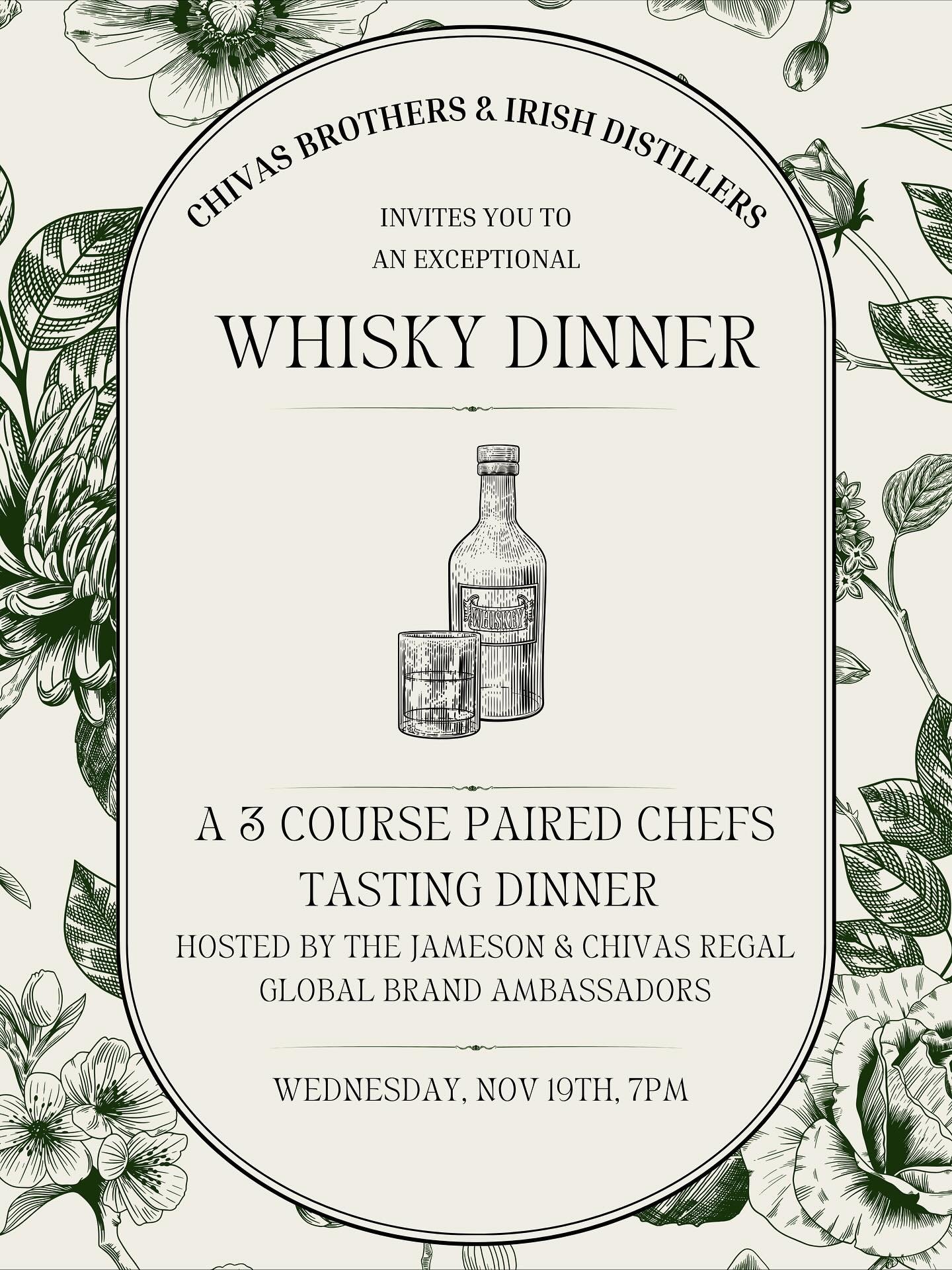 ✨ GIVEAWAY TIME ✨

Join us for A Night of Exceptional Food &amp; Whisky 🥃
Presented by Chivas Brothers &amp; Irish Distillers, featuring a 3-course chef-paired whisky dinner hosted by global brand ambassadors from Jameson and Chivas Regal.

We&rsquo