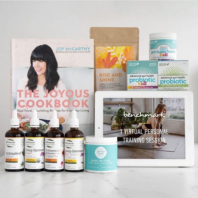 We've partnered with @joyoushealth to give away this amazing prize package! 👏🏻
.
It includes:
@stfrancisherbfarm Deep Immune (for kids and adults) &amp; EchinaSeal and Echinacea Kids, @genuinehealth probiotics for kids and adults, fermented organic