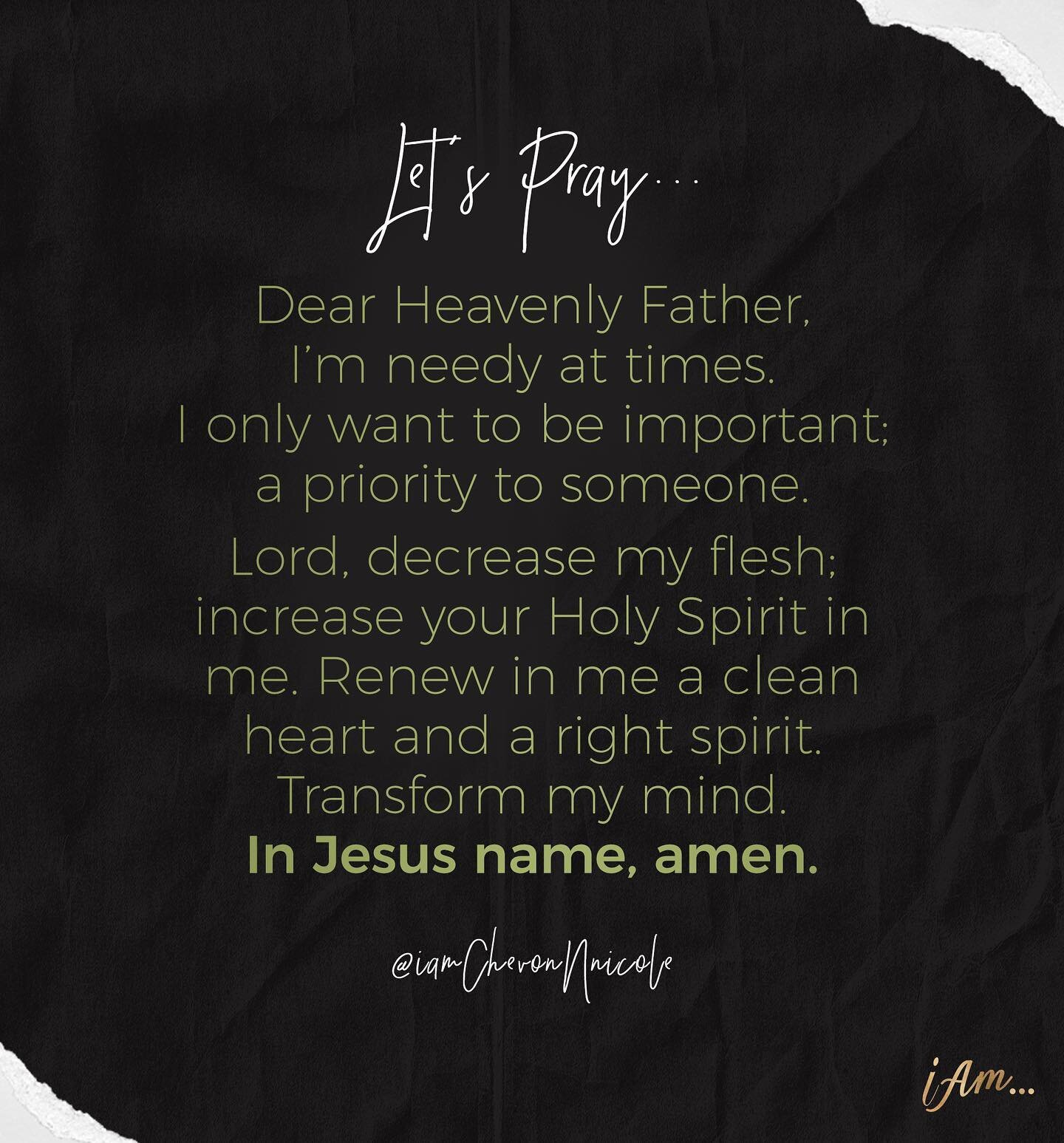 Hey ladies, Join me for a Mid-day prayer. 🙏🏾💚✨

@iamchevonnicole
www.iamchevonnicole.com