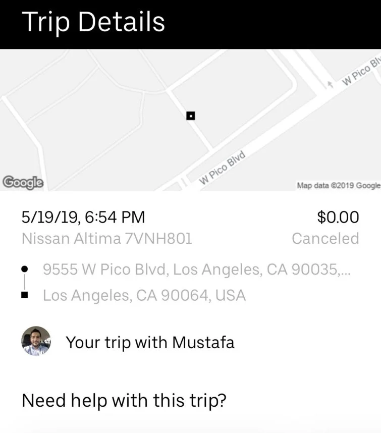 Uber Screengrab Driver Info