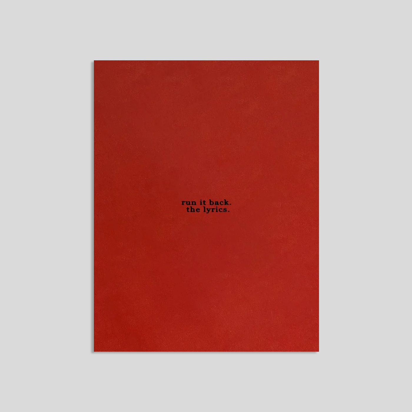 Run It Back Lyric Book