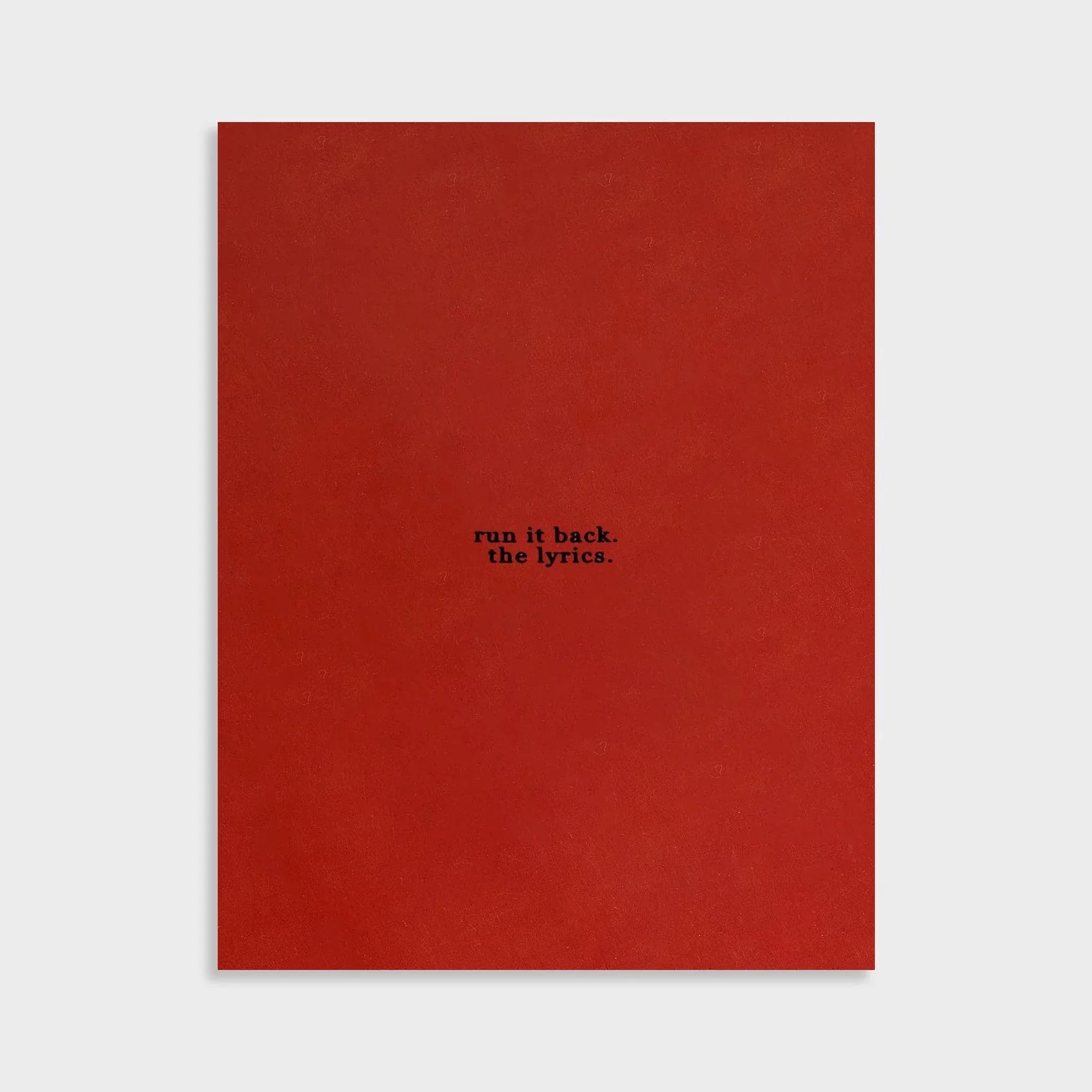 Run It Back Lyric Book
