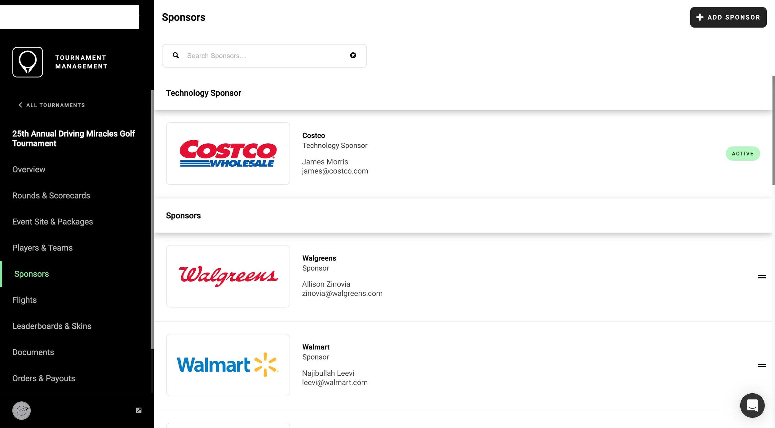 Manage sponsor logos and assets right in the platform.