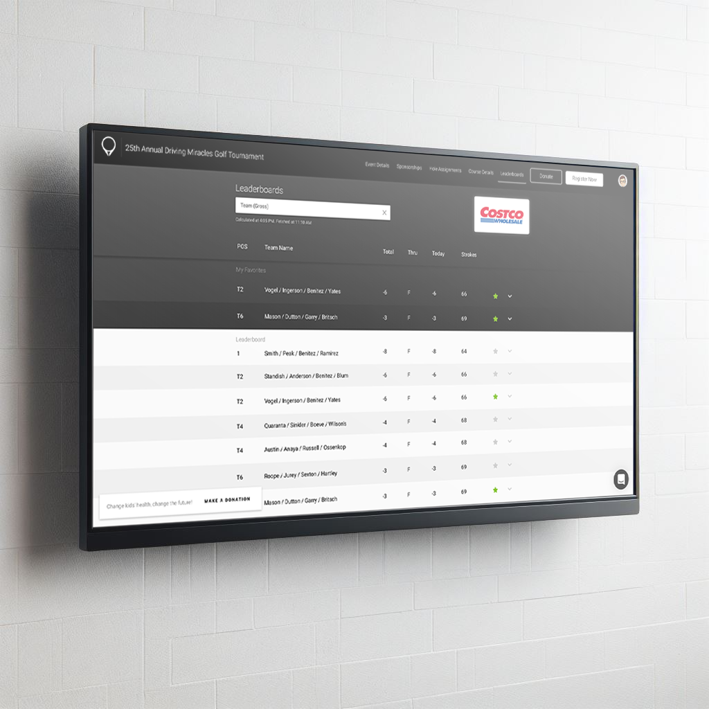 Golf Video Leaderboard and Scoreboard Software