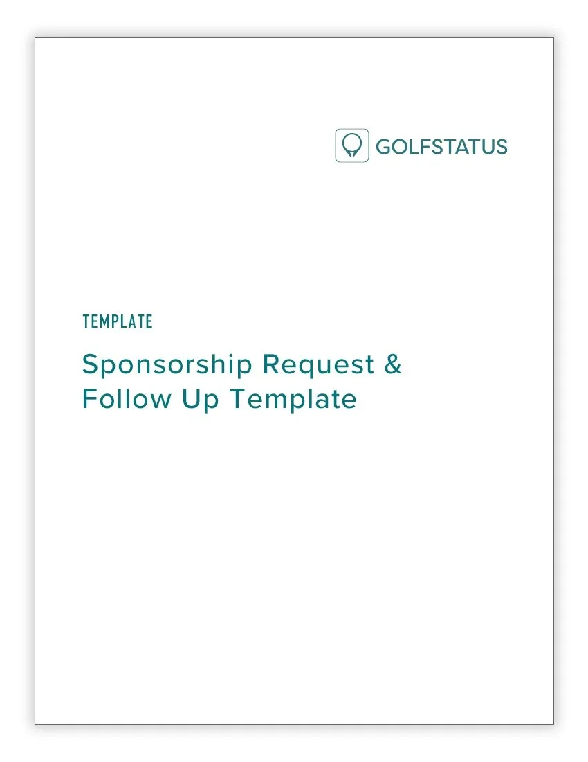 The digital cover of the Sponsorship Request and Follow Up Template, which can be used for in-kind donations for your golf tournament.