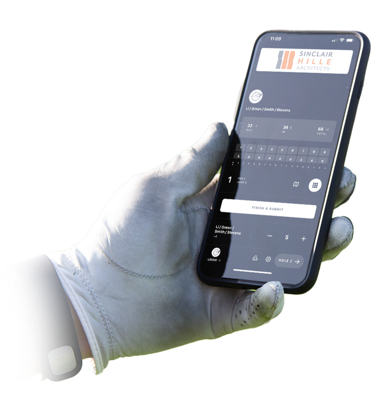 Mobile devices showing sponsor logos in the GolfStatus mobile app