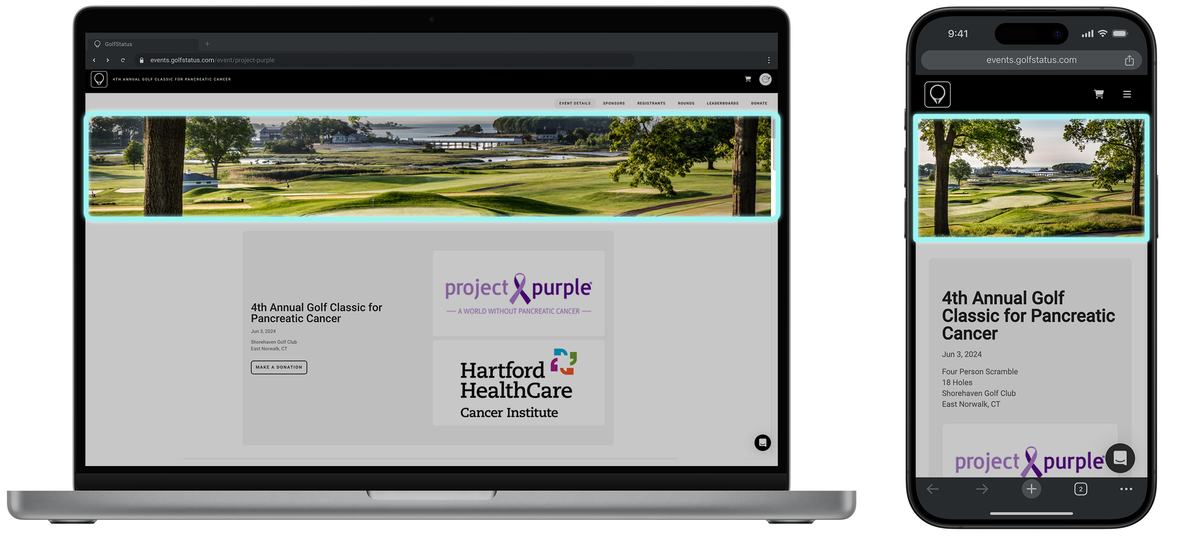 GolfStatus event site banner example