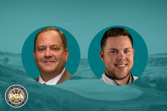 Headshots of GolfStatus' PGA Professionals, Jason Meininger and Cash Dinkel.
