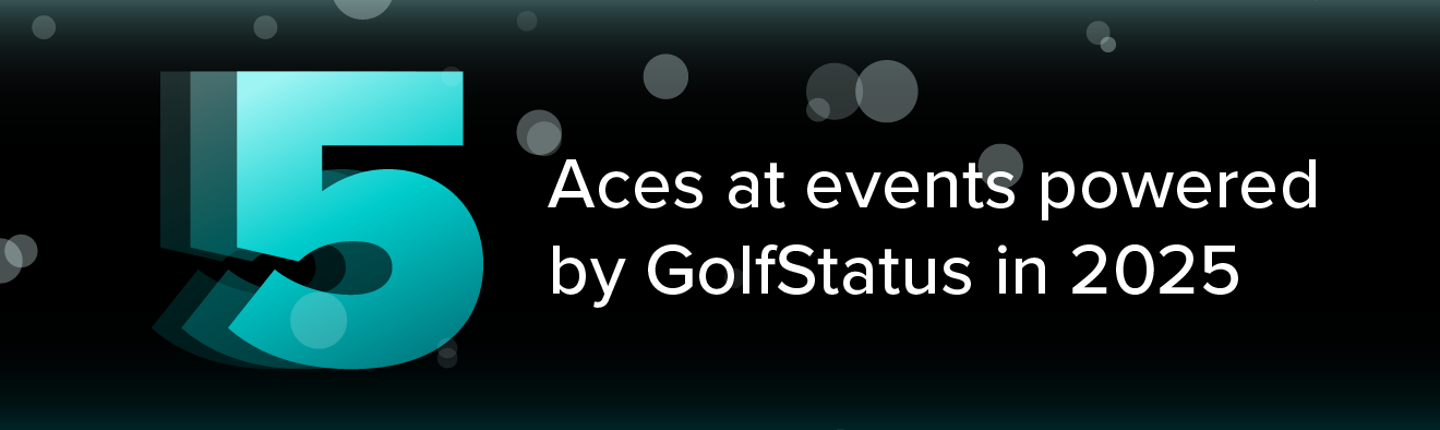 A graphic with "5 aces at events powered by GolfStatus in 2025"
