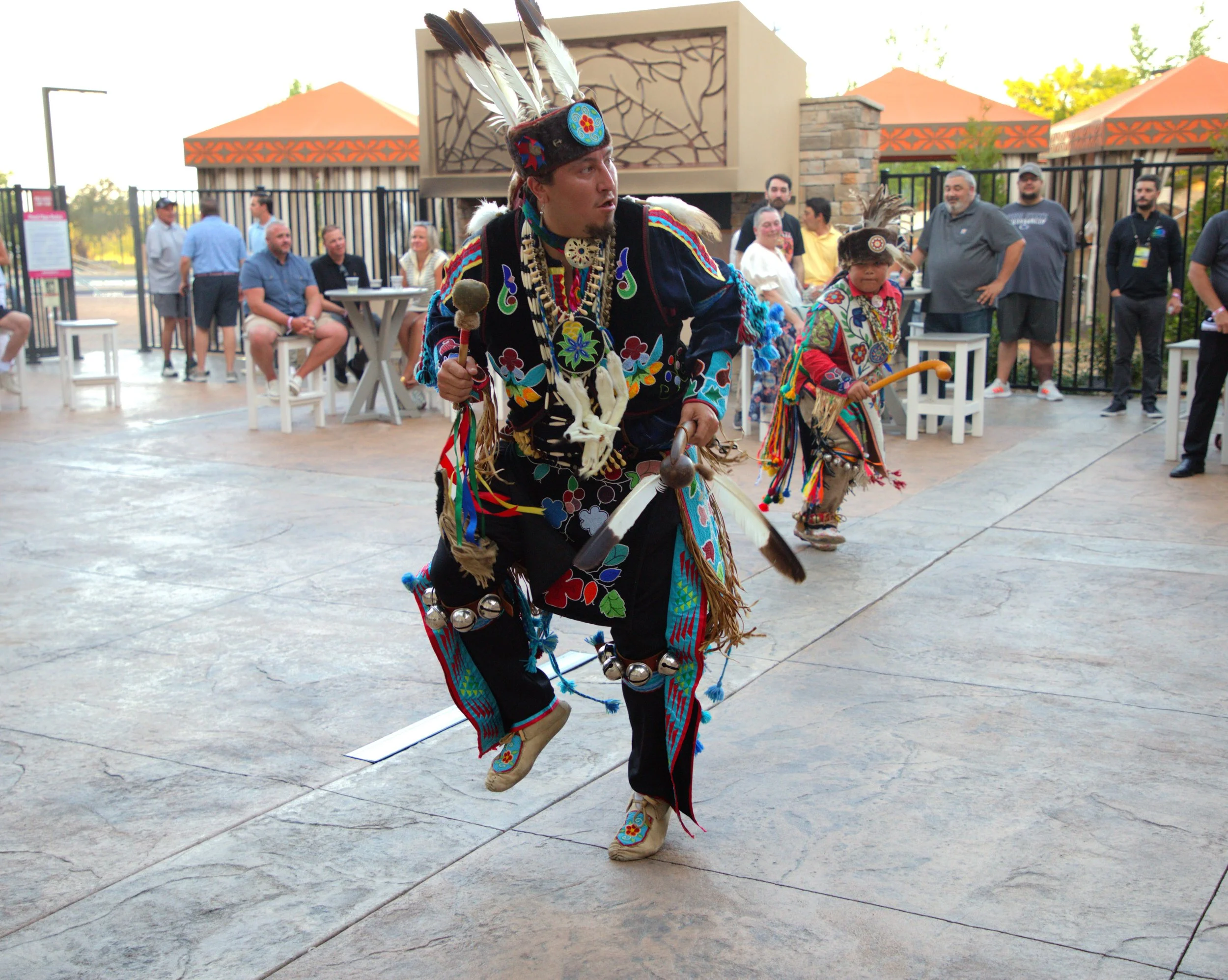 A Native American from the Potawatomi Nation performs at the kickoff to the Class 2 Gathering.