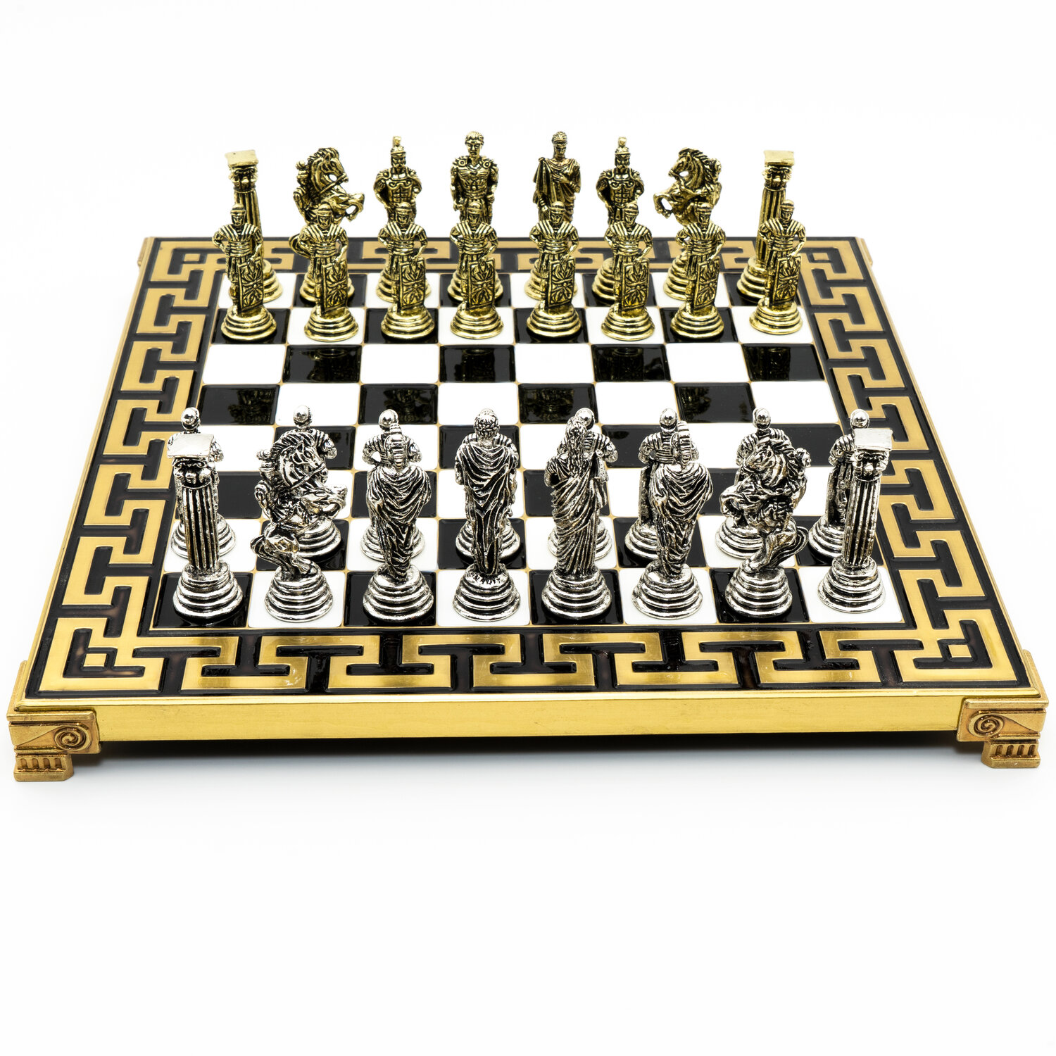 Unique Chess Board With Metal Chess Pieces Hand Crafted Wooden 