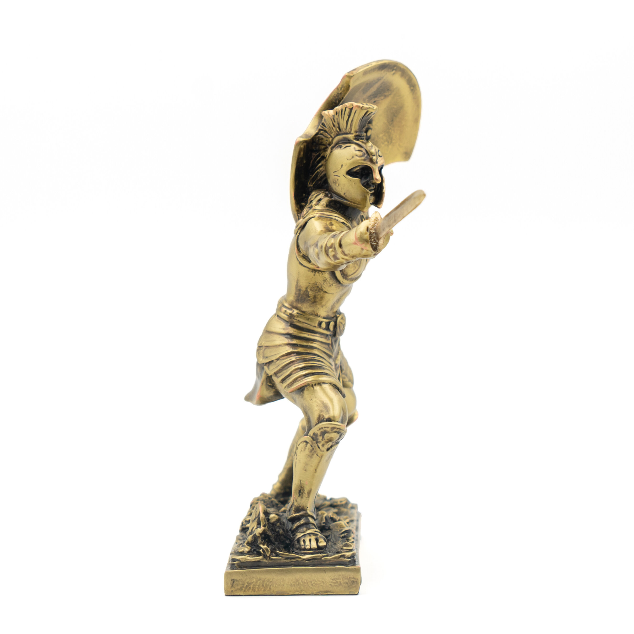 Handmade Bronze Plated Achilles Warrior Shielding Statue 7 in — Helcee