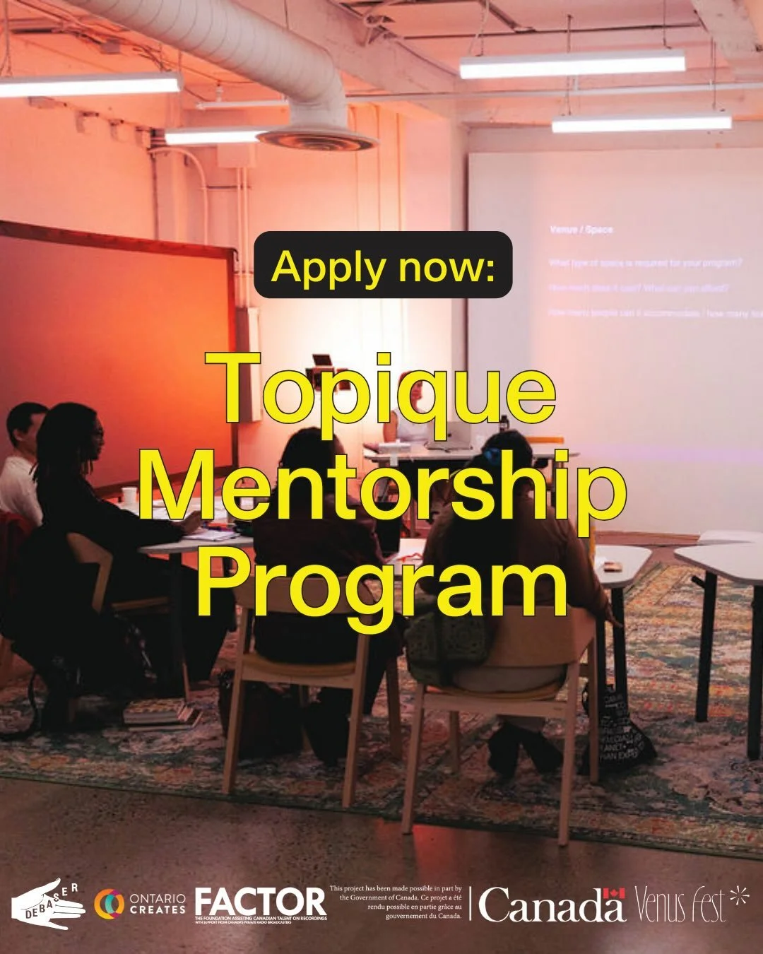 Apply now! We are thrilled to launch the new Topique Mentorship Program: a unique mentorship opportunity open to emerging artists and music industry/community workers! 🔓⛓️&zwj;💥 

Hosted in conjunction with Pique festival ✨ this opportunity welcome