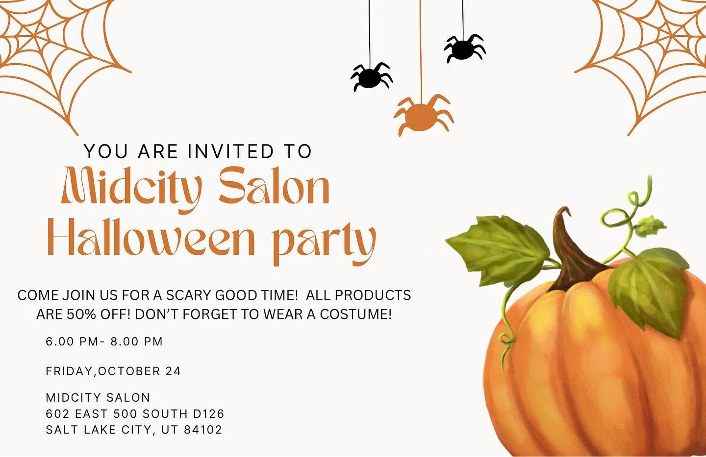 Just a reminder about our Halloween party tonight! You definitely don’t want to miss out on the fun!! All products are 50% off!! 👻🎃💀