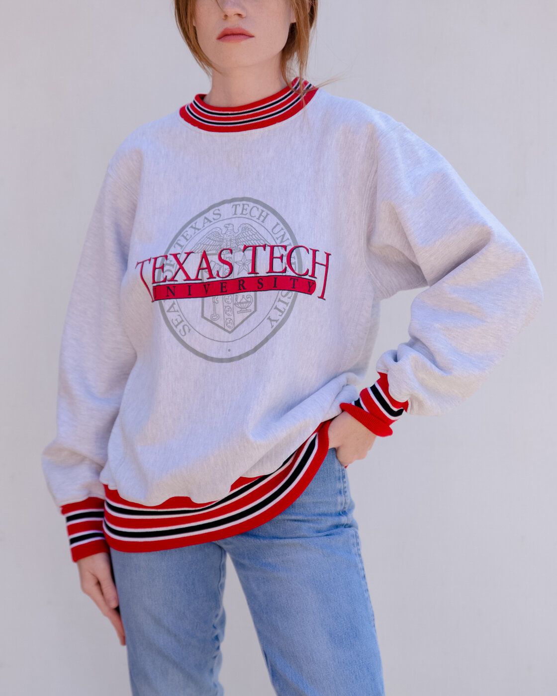 Vintage 90s Texas Tech Ribbed Crewneck 