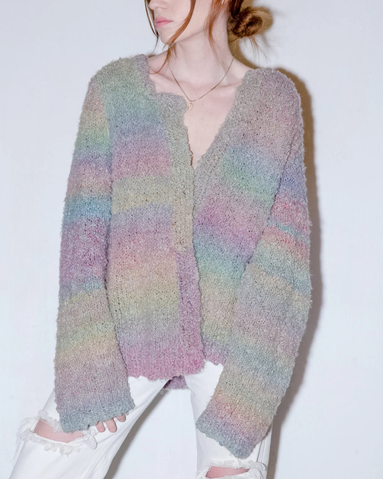 Vintage Rainbow Ombre Knit Sweater - L 