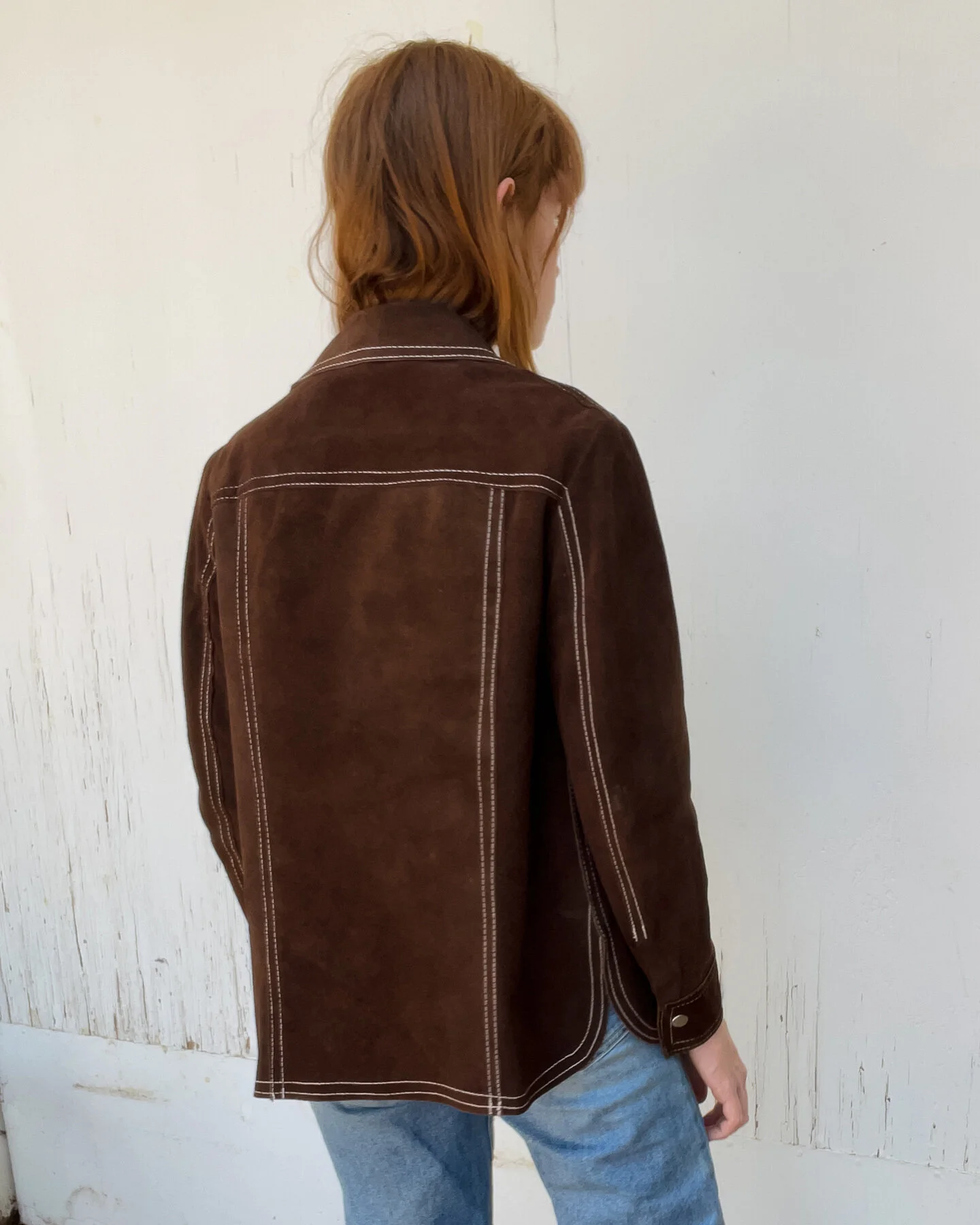 70s Suede Contrast Stitch Leather 
